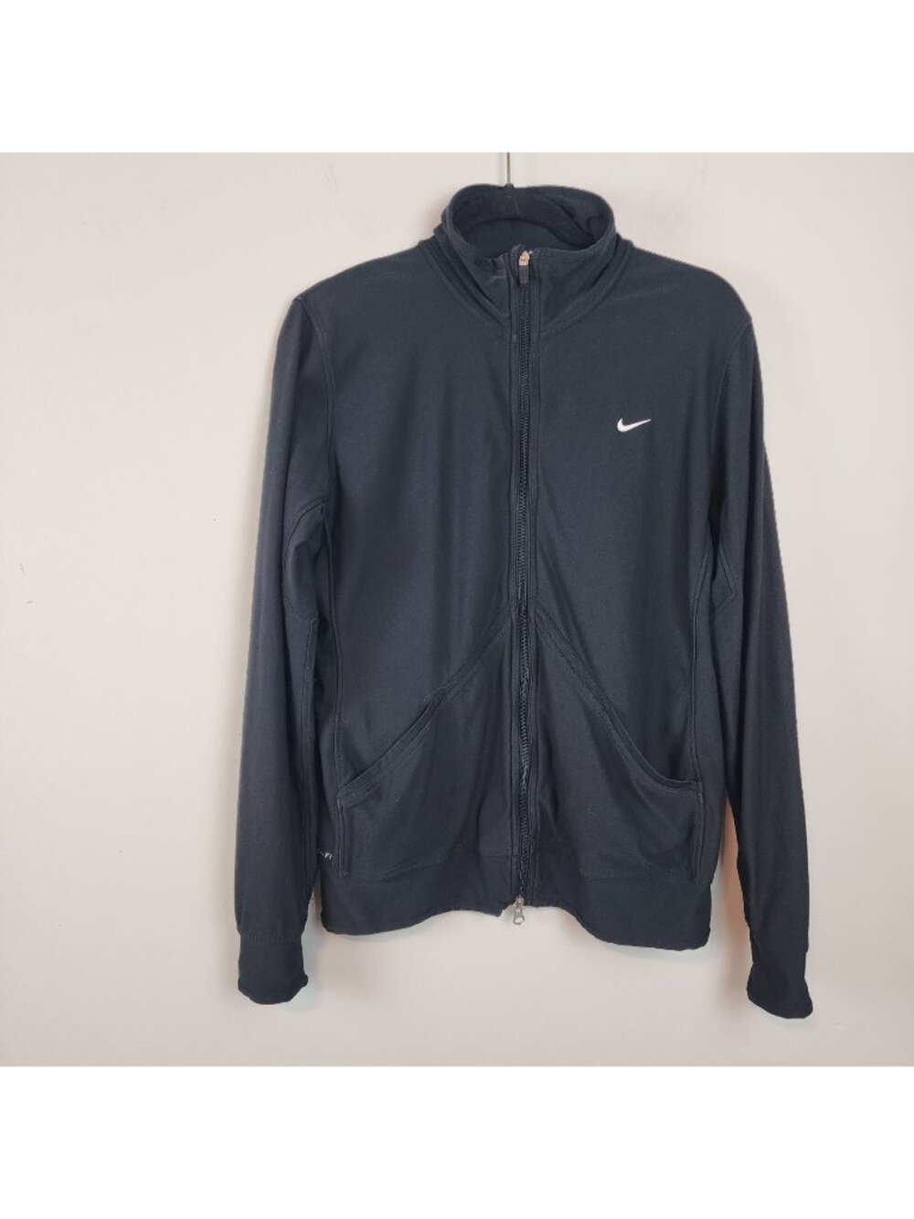 Nike Black Dri-Fit Full-Zip Jacket Large Women Lightweight Activewear Running